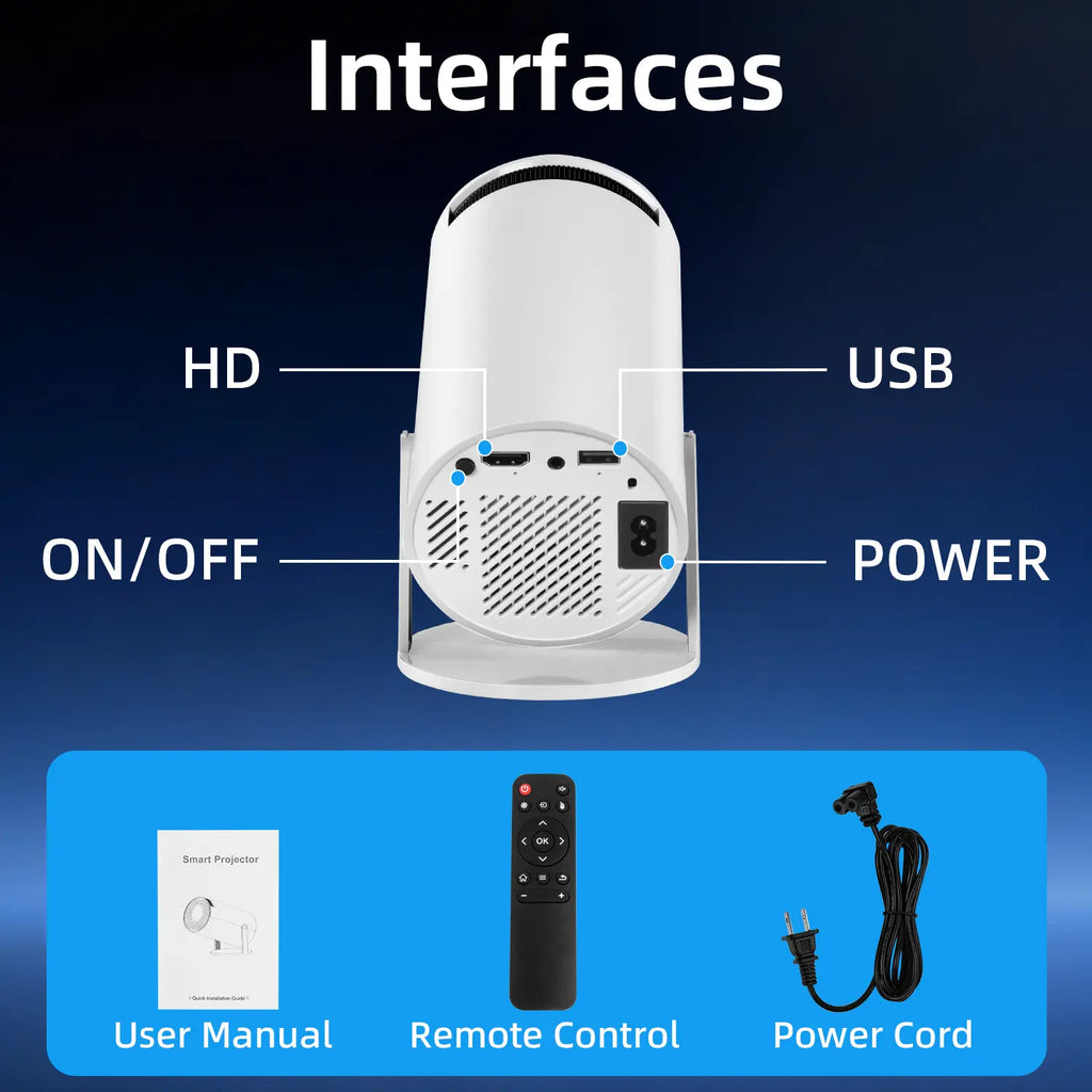 Portable Projector Bluetooth, Outdoor Mini 4K Decoding with 5G Wifi 6 &720P Full HD 290 ANSI Lumens for Audio Gaming Home Theater