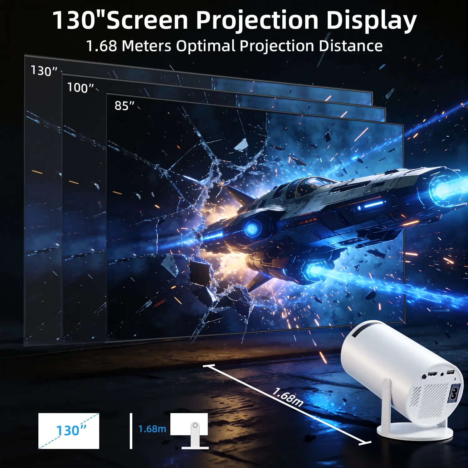 Portable Projector Bluetooth, Outdoor Mini 4K Decoding with 5G Wifi 6 &720P Full HD 290 ANSI Lumens for Audio Gaming Home Theater