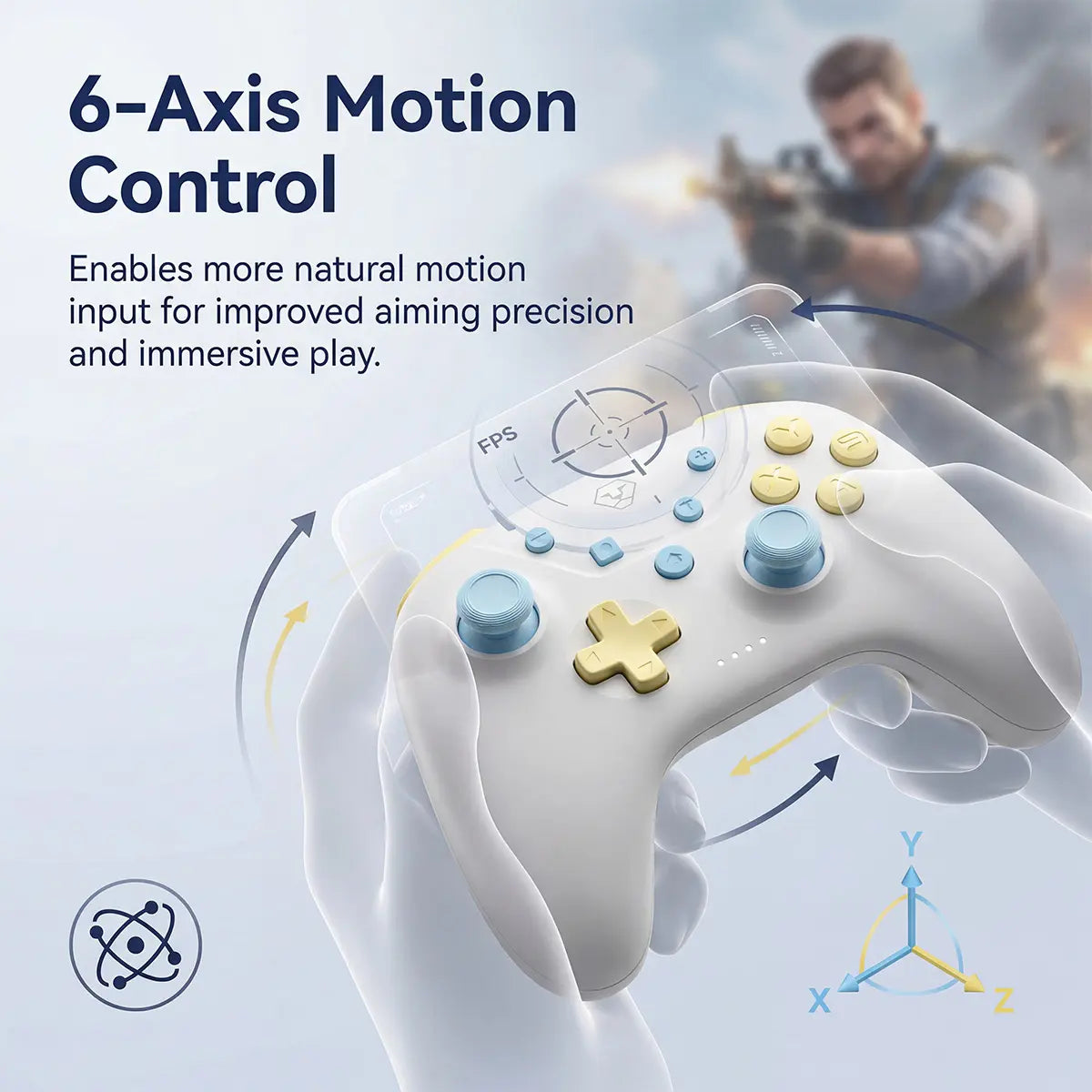 AOLION ROCOCO Wireless Bluetooth Controller Compatible with Switch, Gamepad for PC, Mobile & Tablet, Ergonomic Grip, Rechargeable, Summervibes