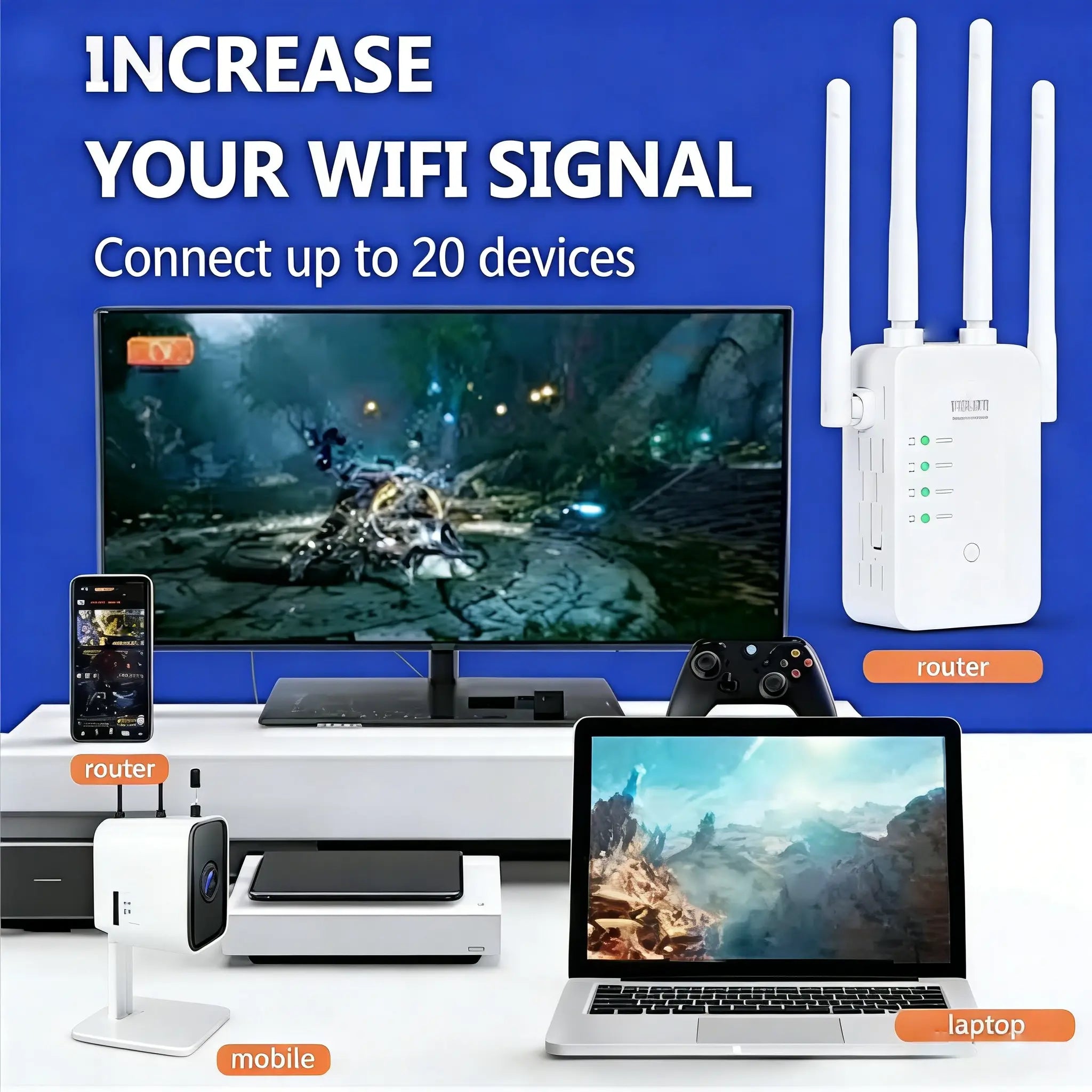 Wifi Extender 2026, AC1200 Dual Band (5Ghz/2.4Ghz)Signal Booster, Covers 10,000 Sq. Ft & 50 Devices,Repeater with Ethernet Port for Home, Mother'Sday Gifts