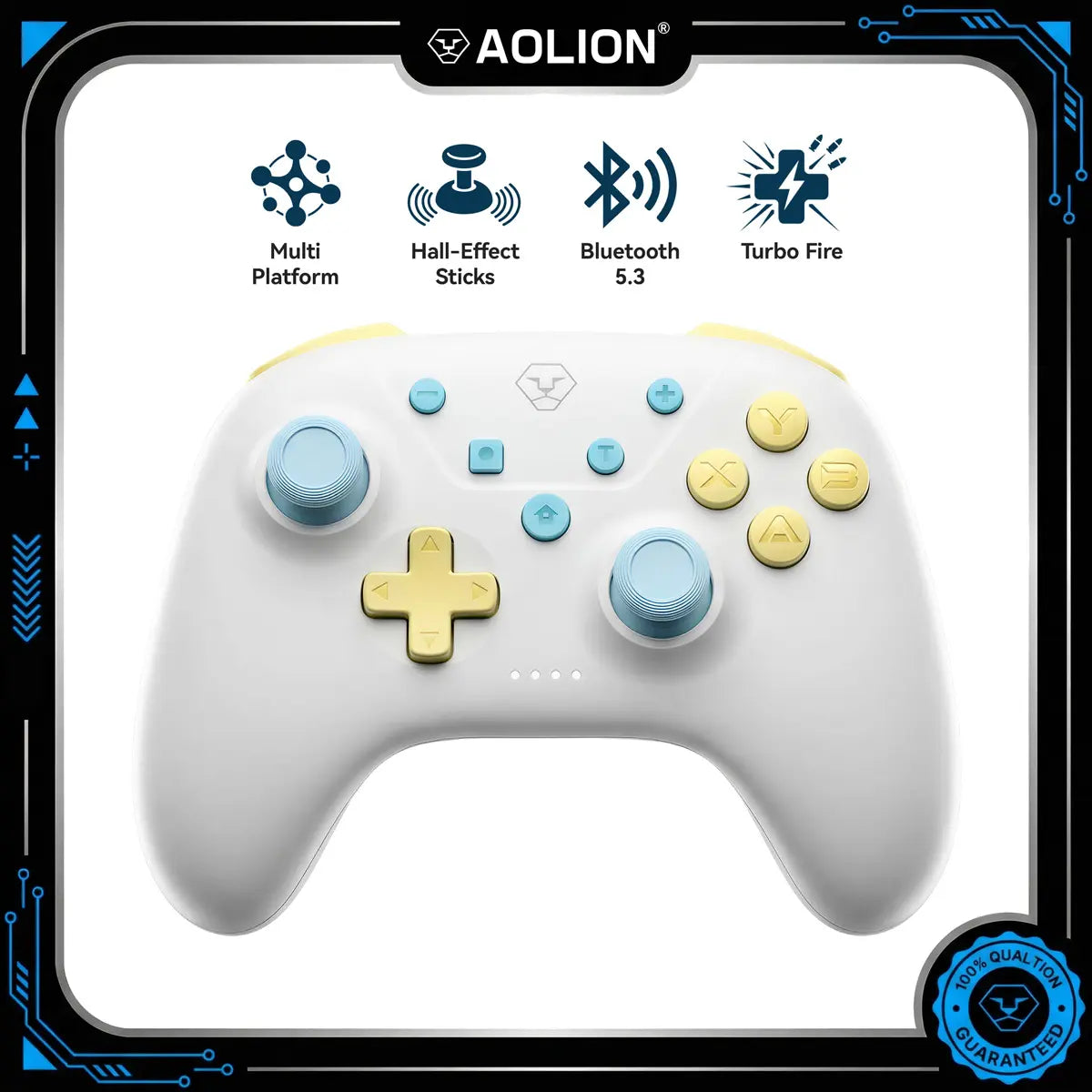 AOLION ROCOCO Wireless Bluetooth Controller Compatible with Switch, Gamepad for PC, Mobile & Tablet, Ergonomic Grip, Rechargeable, Summervibes