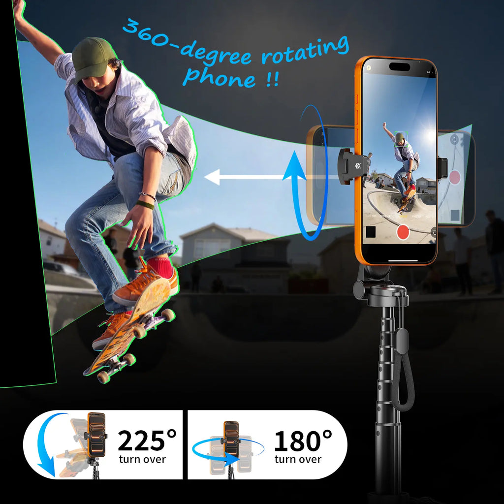 4-In-1 Mini Selfie Stick Tripod , Extendable Magnetic Grip Phone Tripod with Detachable Remote Pocket Size, Phone Magnetic Grip Vlog Livestreaming Photography, Support Remote Bluetooth Remote Control