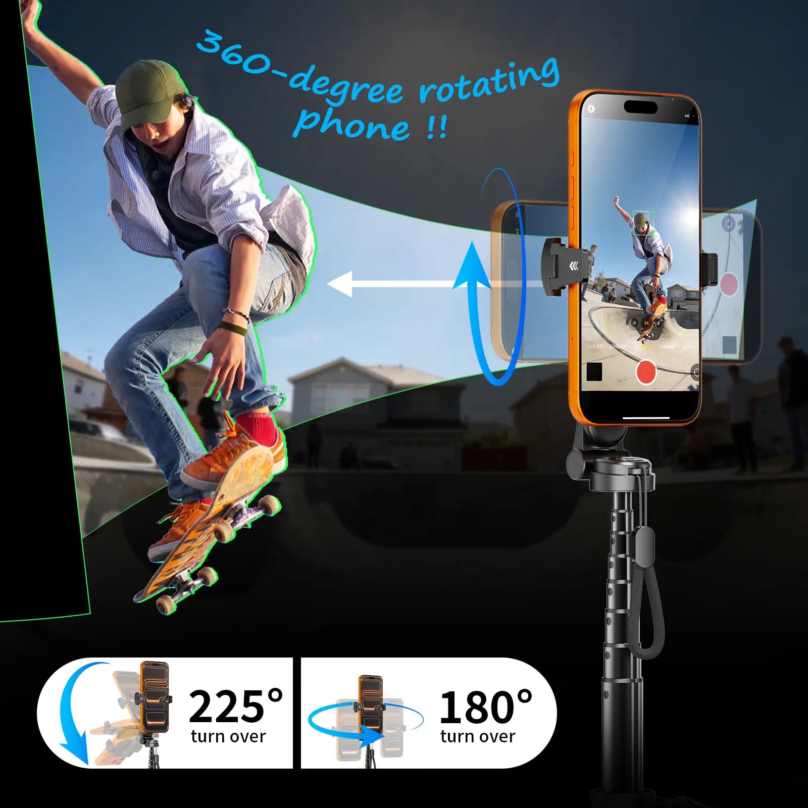 4-In-1 Mini Selfie Stick Tripod , Extendable Magnetic Grip Phone Tripod with Detachable Remote Pocket Size, Phone Magnetic Grip Vlog Livestreaming Photography, Support Remote Bluetooth Remote Control