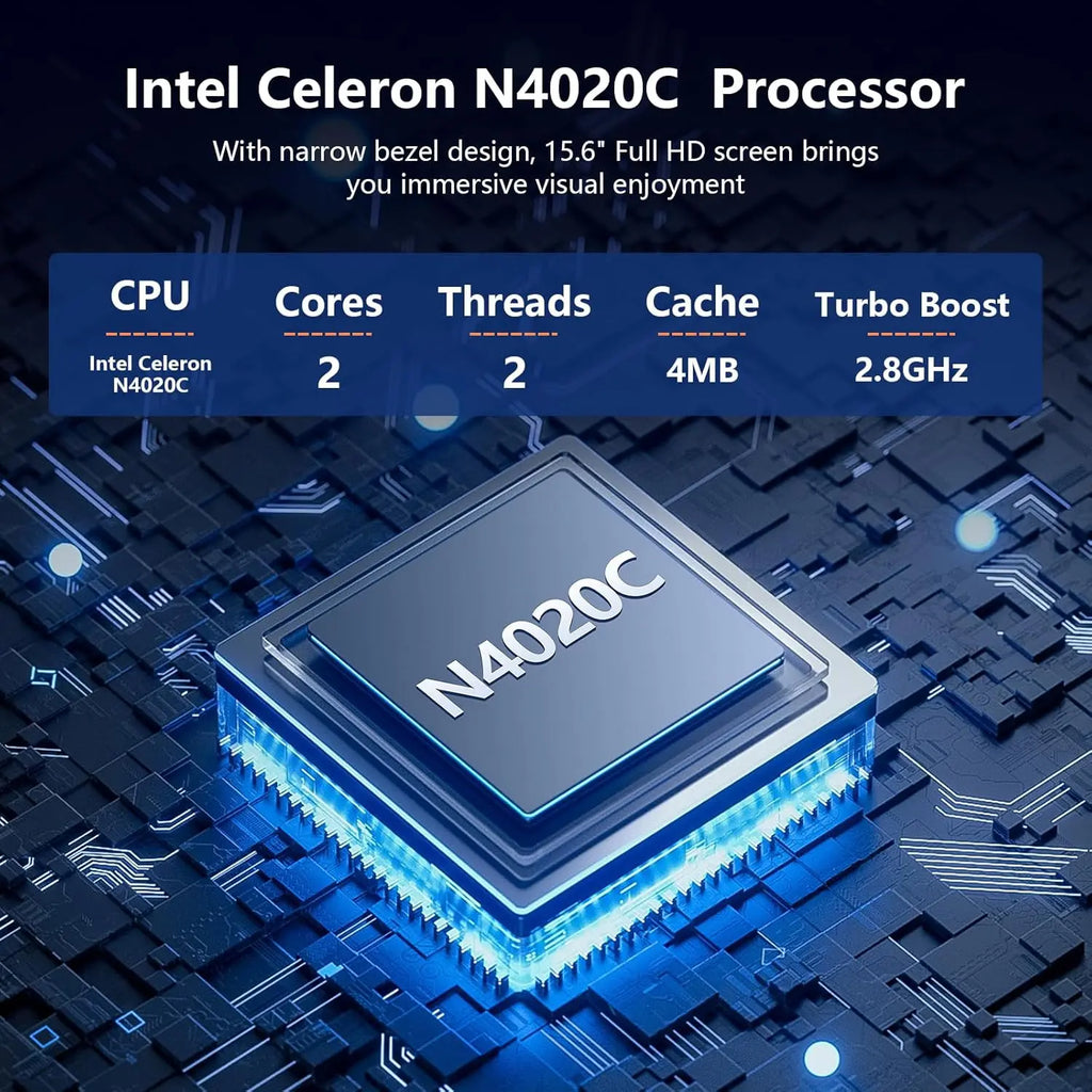 2026 Latest Laptop, 8GB RAM 512GB SSD Laptop, 15.6 Inch 2K FHD Display,Celeron N4020C Processor, Thin & Portable Laptop,Dual Wifi, USB 3.0*2, BT,200W Front Webcam,Full-Featured Type-C,6500Mah Battery