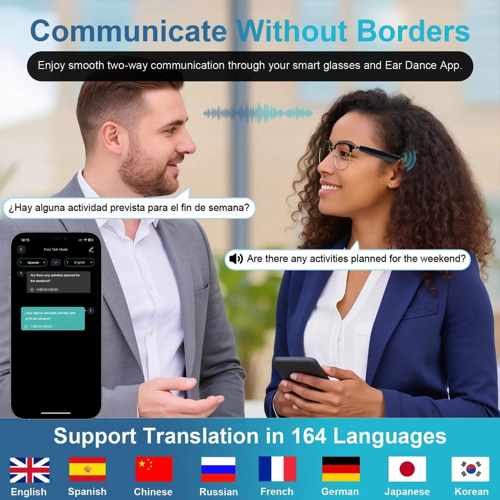 2026 AI Smart Glasses with Real-Time Translation, Bluetooth Audio & Photochromic Lenses, Smart Voice Assistant Glasses for Travel, Work & Study