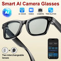 AI Smart Glasses with Camera, 8MP HD Video Recording, Hands-Free Capture, Bluetooth Audio & Calls, Real-Time Translation, Photochromic Lenses for Travel & Daily Use