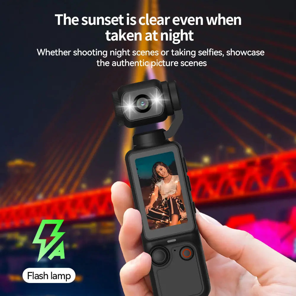 Portable Ultra HD Video Recorder with 180° Rotating Lens, Handheld Stabilizer Pocket Camera, Full Body Camera for Vlogging, Travel & Daily Life Recording, USB Rechargeable, Vlogging Camera, Modern Gadget, Durable Construction, Camcorder