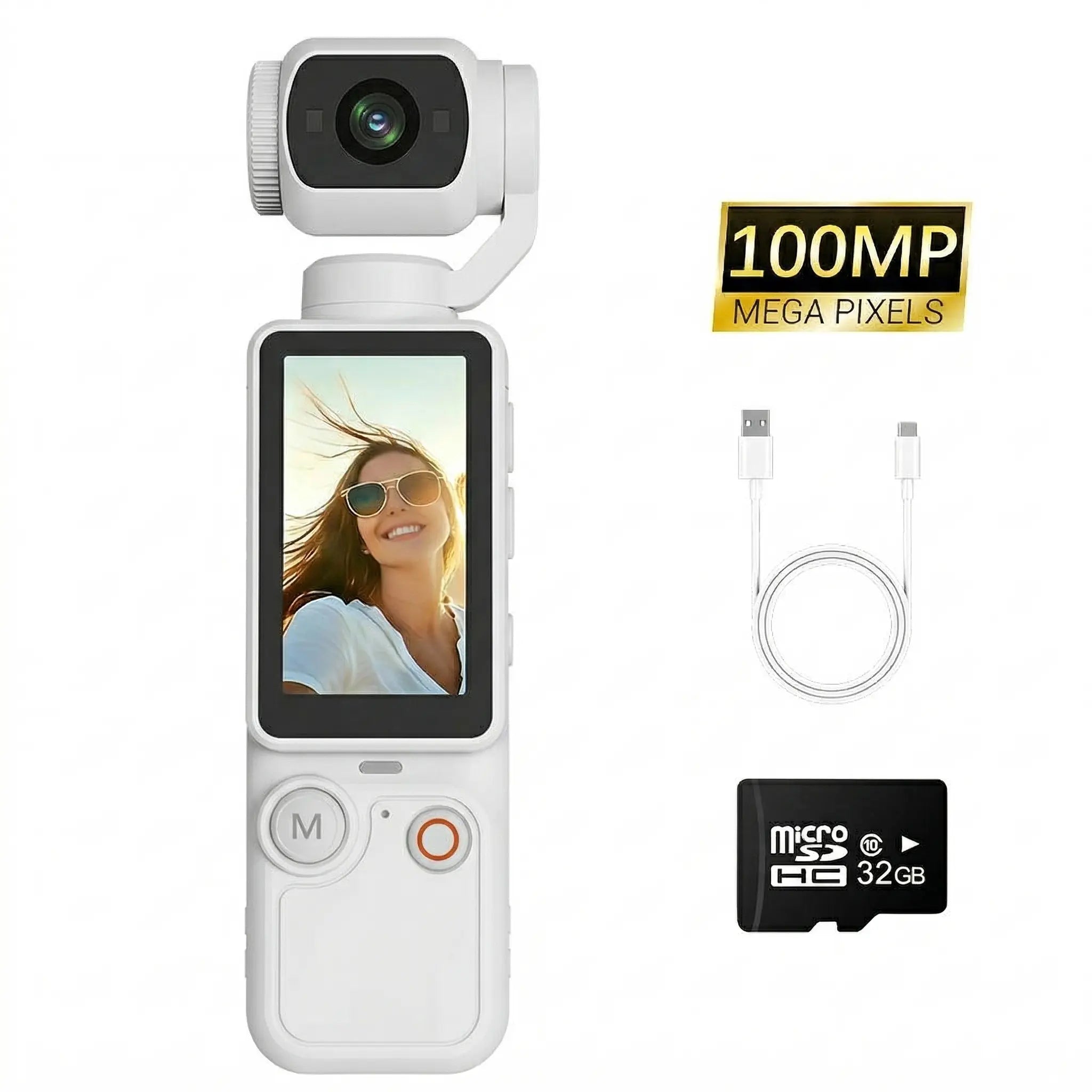 Portable Ultra HD Video Recorder with 180° Rotating Lens, Handheld Stabilizer Pocket Camera, Full Body Camera for Vlogging, Travel & Daily Life Recording, USB Rechargeable, Vlogging Camera, Modern Gadget, Durable Construction, Camcorder