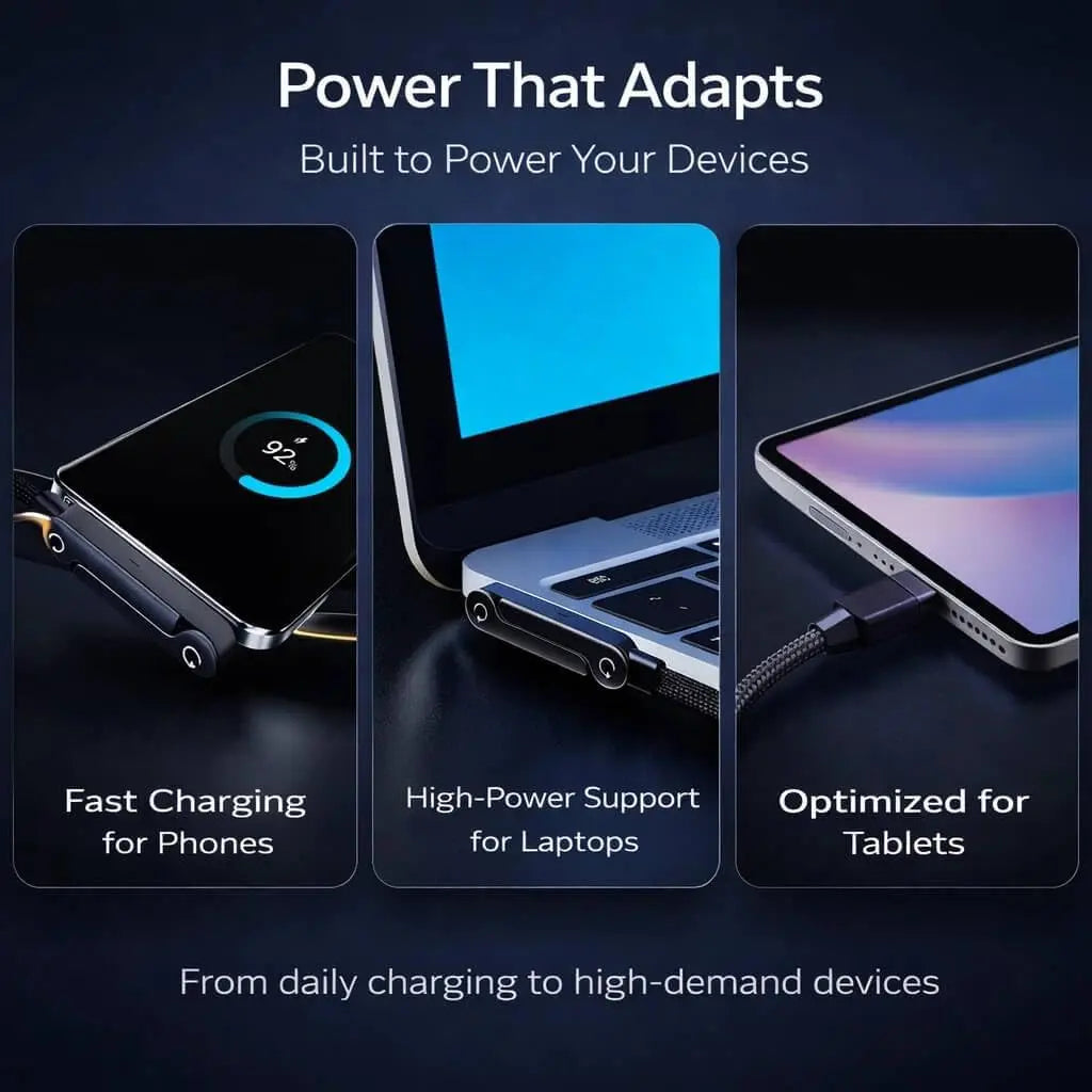 Invisible Stand Type-C Charger Cable, 240W Super Fast Charging 2-In-1 Charging Cord & Phone Holder for Gaming, Office, Car Travel – Black