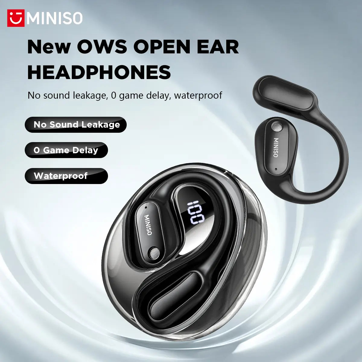 MINISO MS190 Translation Earbuds, Supports Real-Time Translation in 134 Languages with APP, Bluetooth 6.0 Earphones, Audio Wireless Earbuds for Music & Phone Calls, IPX5 Waterproof Sports Electronic Headphones with Long Endurance