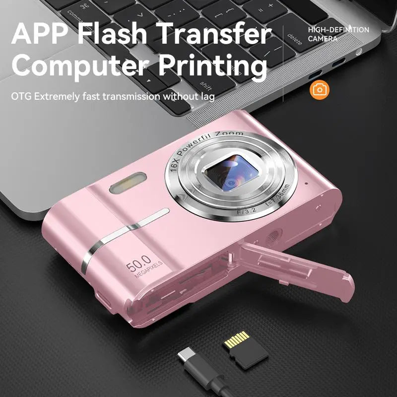 FHD 1080P Digital Camera with SD Card, 16X Digital Zoom Camera, Portable Mini Camera for Teenagers Students Boys Girls, Point and Shoot Camera for Gifts, Tech Gadgets, Gift, Pocket Camera