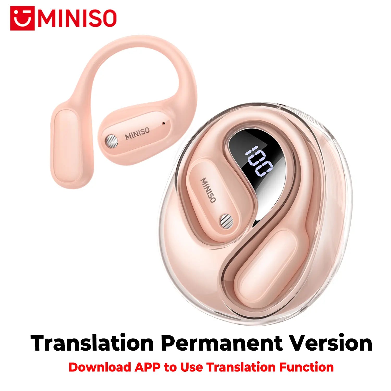 MINISO MS190 Translation Earbuds, Supports Real-Time Translation in 134 Languages with APP, Bluetooth 6.0 Earphones, Audio Wireless Earbuds for Music & Phone Calls, IPX5 Waterproof Sports Electronic Headphones with Long Endurance