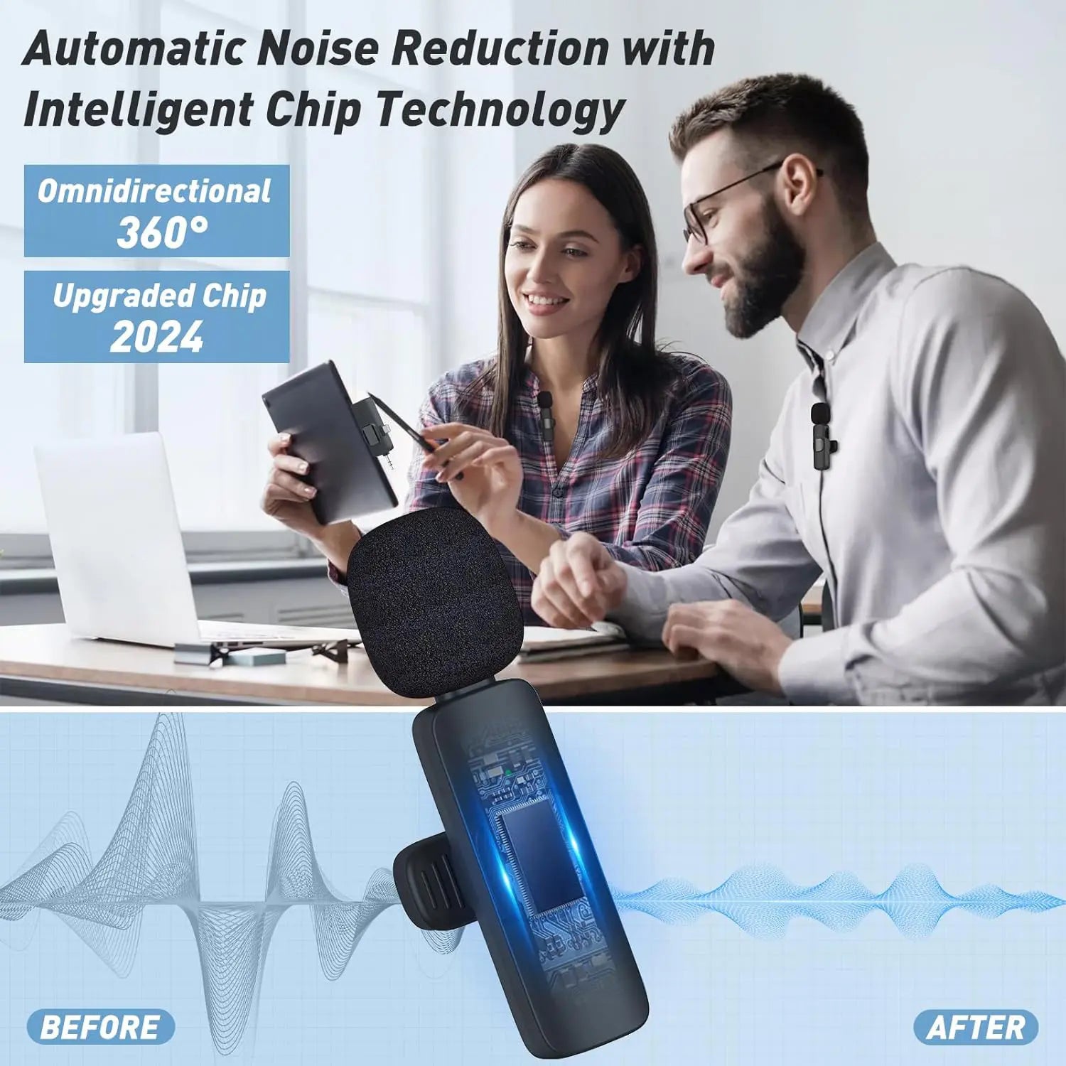 HITOZON 2.4G Wireless Lavalier Microphone for Smartphones - Android Plug-And-Play Lapel Mic, Omnidirectional Condenser for Video Recording, Podcasts, Multi-Device Audio Capture