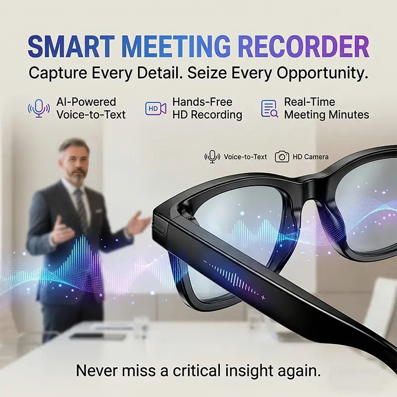 AI Smart Glasses with Camera, 8MP HD Video Recording, Hands-Free Capture, Bluetooth Audio & Calls, Real-Time Translation, Photochromic Lenses for Travel & Daily Use
