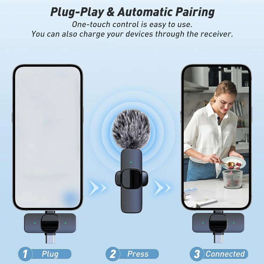 HITOZON 2.4G Wireless Lavalier Microphone for Smartphones - Android Plug-And-Play Lapel Mic, Omnidirectional Condenser for Video Recording, Podcasts, Multi-Device Audio Capture
