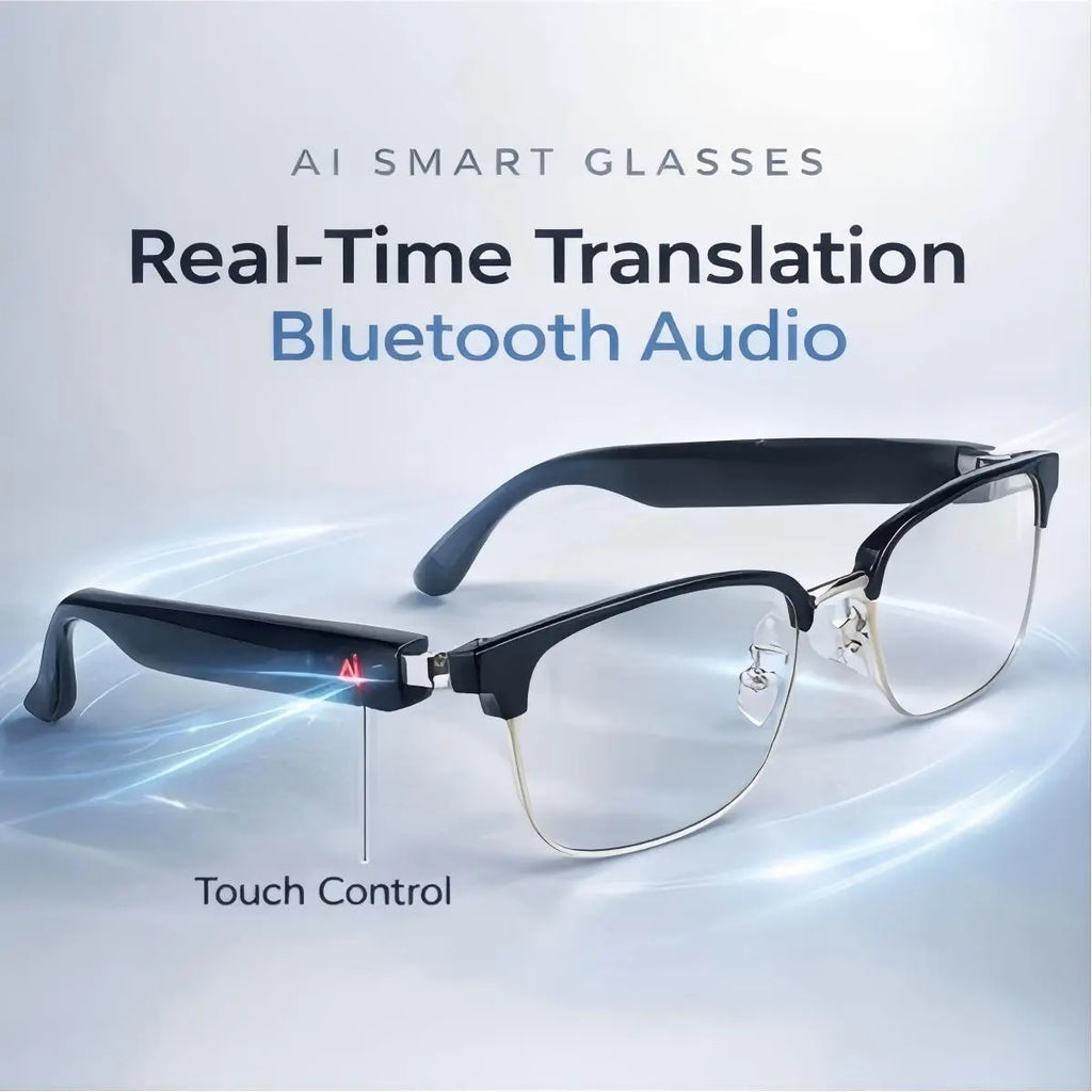 2026 AI Smart Glasses with Real-Time Translation, Bluetooth Audio & Photochromic Lenses, Smart Voice Assistant Glasses for Travel, Work & Study