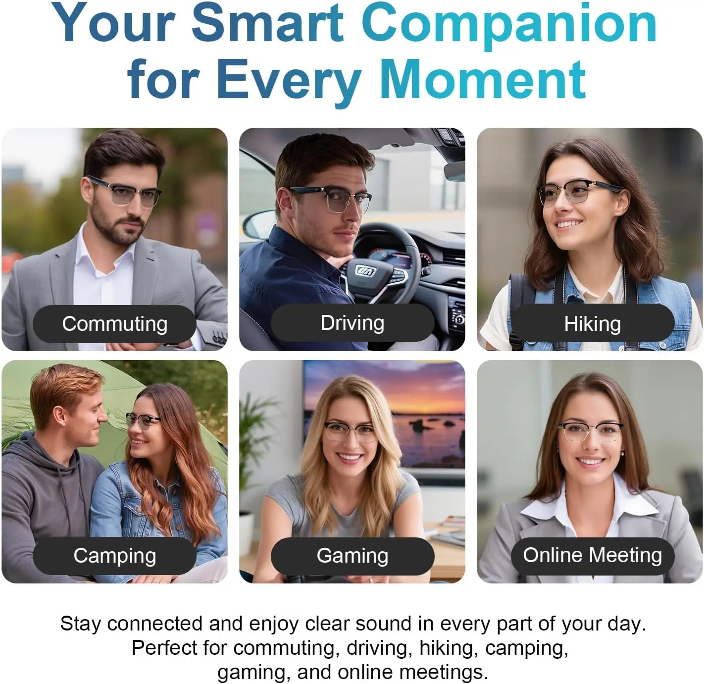 2026 AI Smart Glasses with Real-Time Translation, Bluetooth Audio & Photochromic Lenses, Smart Voice Assistant Glasses for Travel, Work & Study